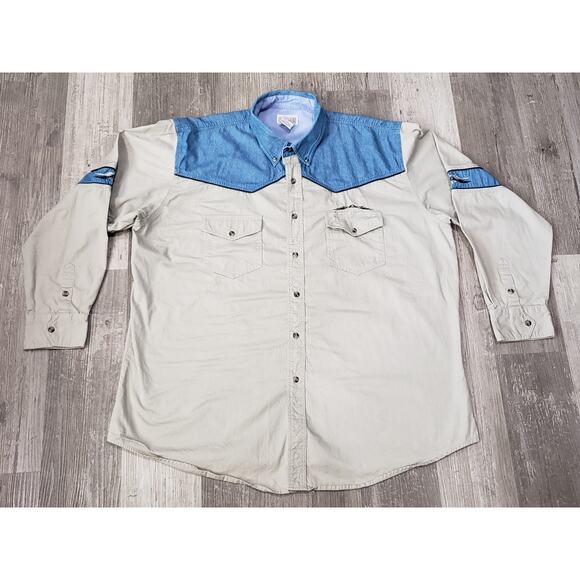 Vintage Express Rider Western Demin Long Sleeve Button Down Collared Shirt - Picture 6 of 6